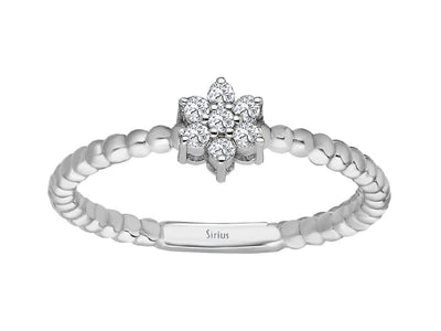 Bague en or blanc 8K minimaliste « Papatya » avec 7 diamants ronds – 1,37 carat