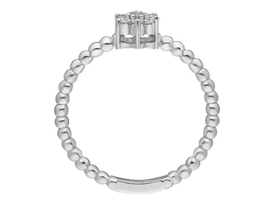 Bague en or blanc 8K minimaliste « Papatya » avec 7 diamants ronds – 1,37 carat