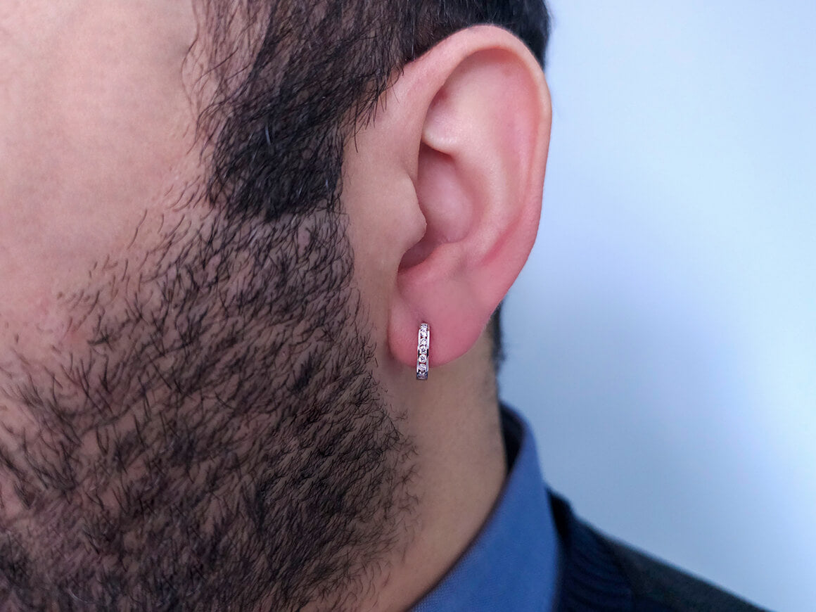 كريول للرجال مع ألماس مخبري من ذهب أبيض عيار 333 - مجوهرات عالية الجودة من Rosy Lab Diamonds