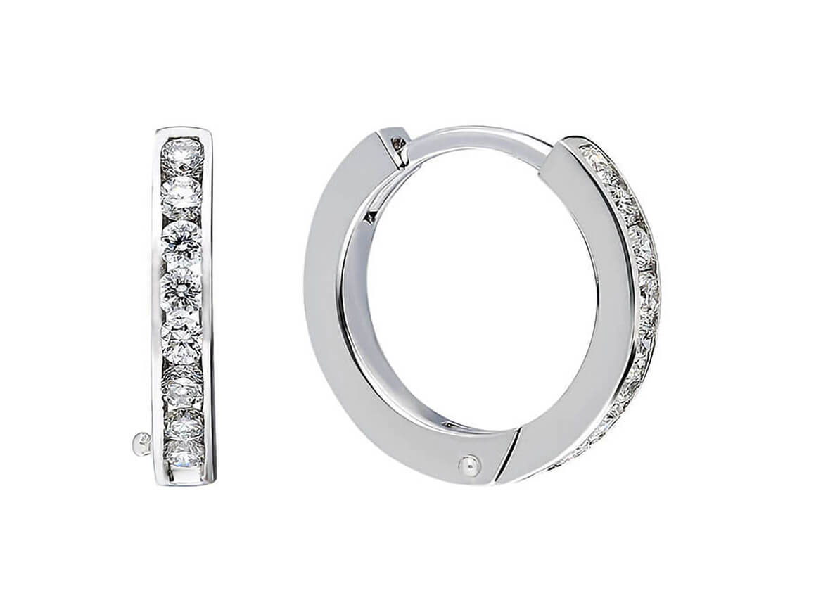 Créoles avec 14 diamants de laboratoire en Or Blanc 333 - des Bijoux haut de gamme de Rosy Lab Diamonds