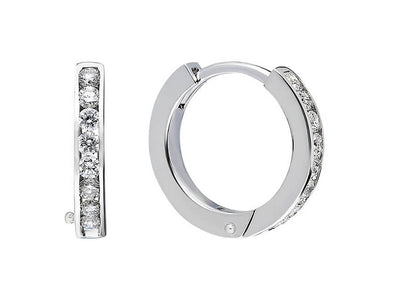Créoles élégantes avec 14 diamants de laboratoire en or blanc 333