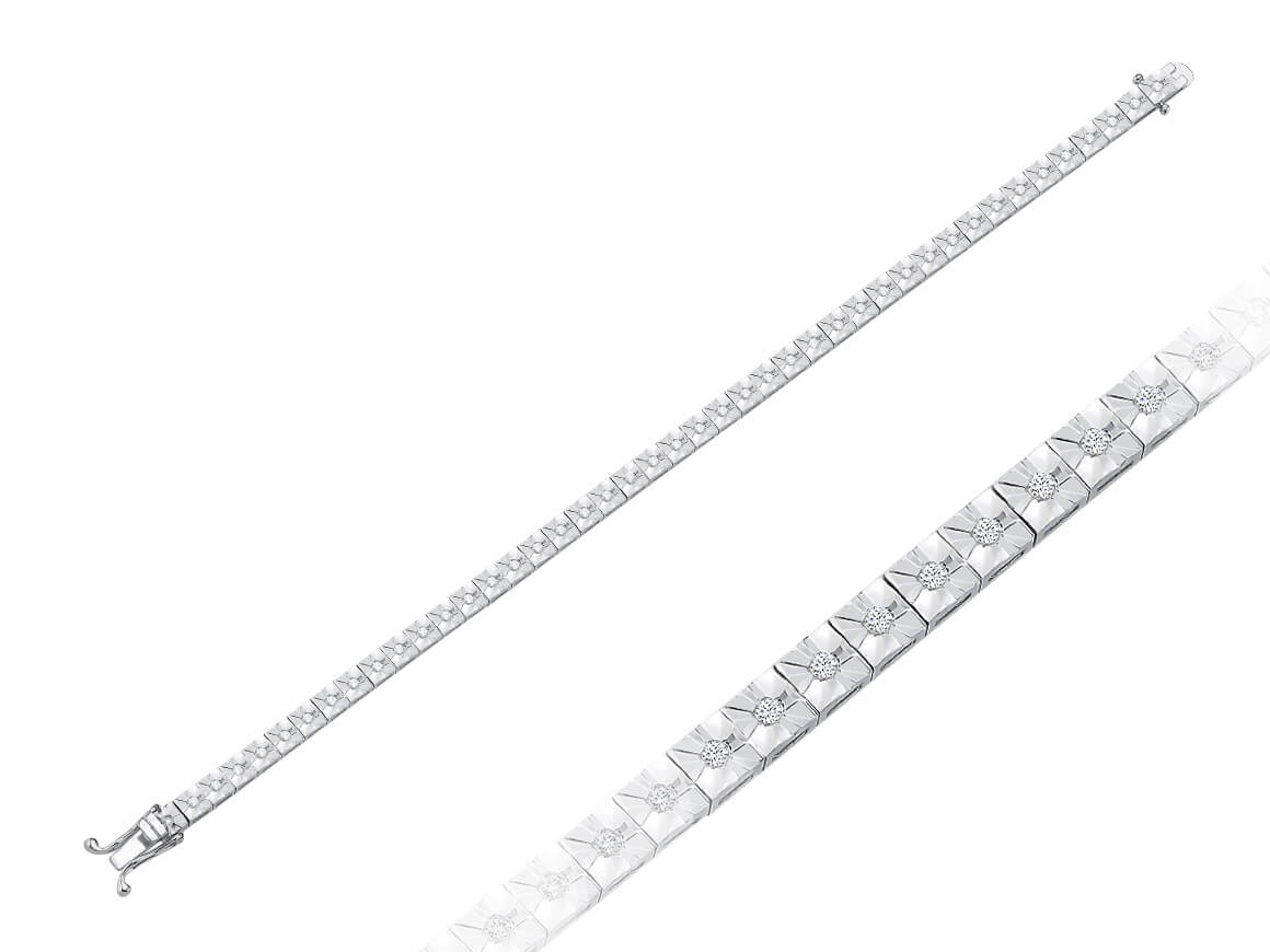Geometric bracelet with 45 lab-grown diamonds in 8K white gold
