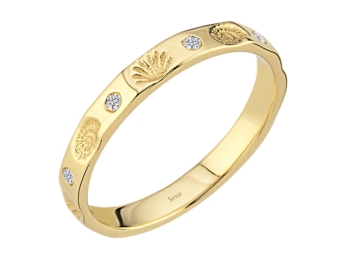 Bague anneau Ocean Breeze – 4 diamants de laboratoire en Or Jaune 14 carats | Style maritime & éclat – Bijoux haut de gamme de Rosy Lab Diamonds