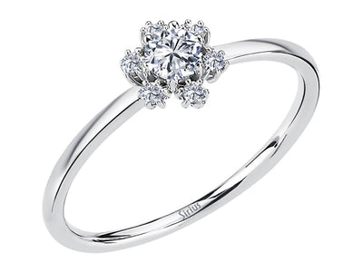 Bague en or blanc florale avec 0,21 ct de diamants de laboratoire – design Oxalis