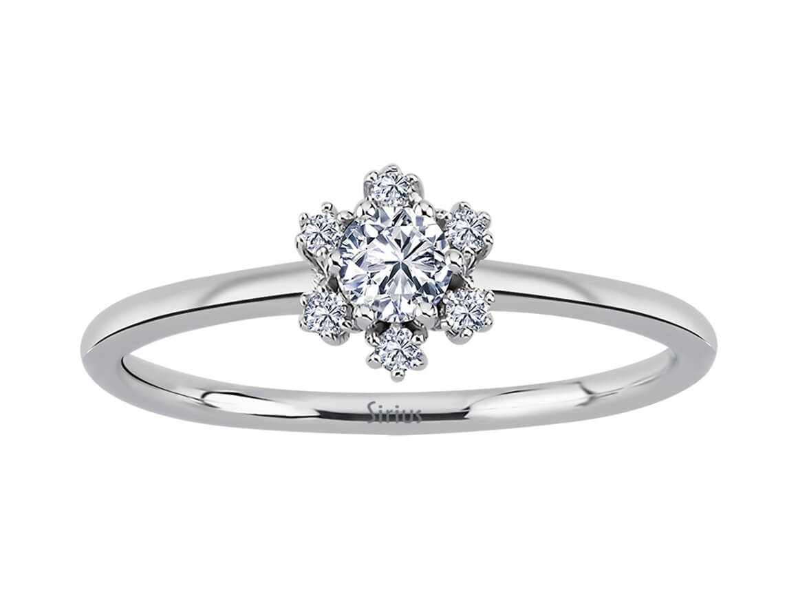 Bague en or blanc florale avec 0,21 ct de diamants de laboratoire – design Oxalis