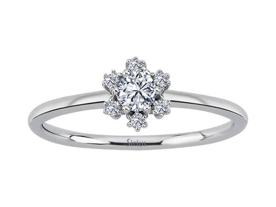 Bague en or blanc florale avec 0,21 ct de diamants de laboratoire – design Oxalis