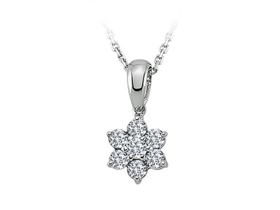 Zarte Blumenanhänger-Halskette mit 7 runden labordiamanten – 0,17 ct in 8K Gold
