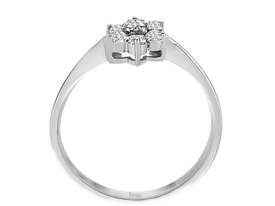 Anmutiger Blumenring mit 7 Rund geschliffenen laborgezüchteten Diamanten (0,17 Karat) in 8K Weißgold