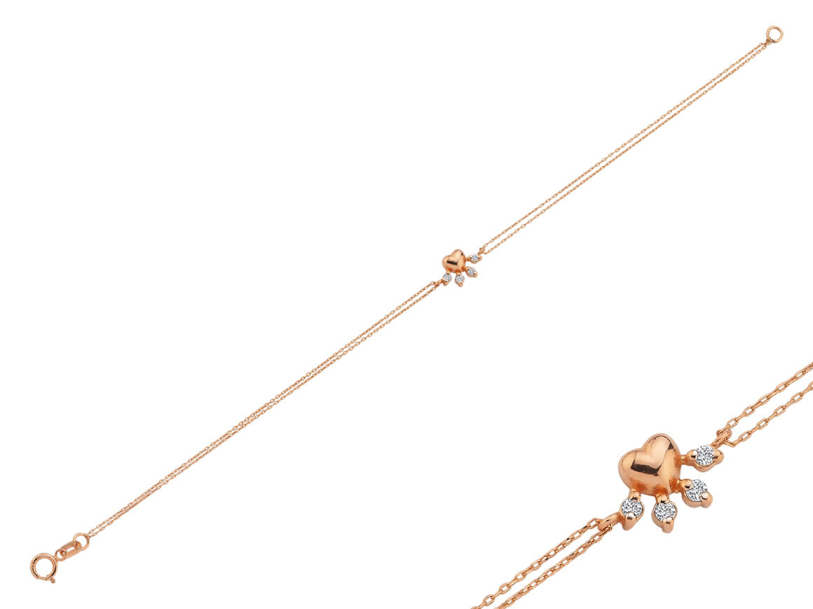Zartes Armband mit Herz- und Pfotendesign sowie 4 lab-grown Diamanten