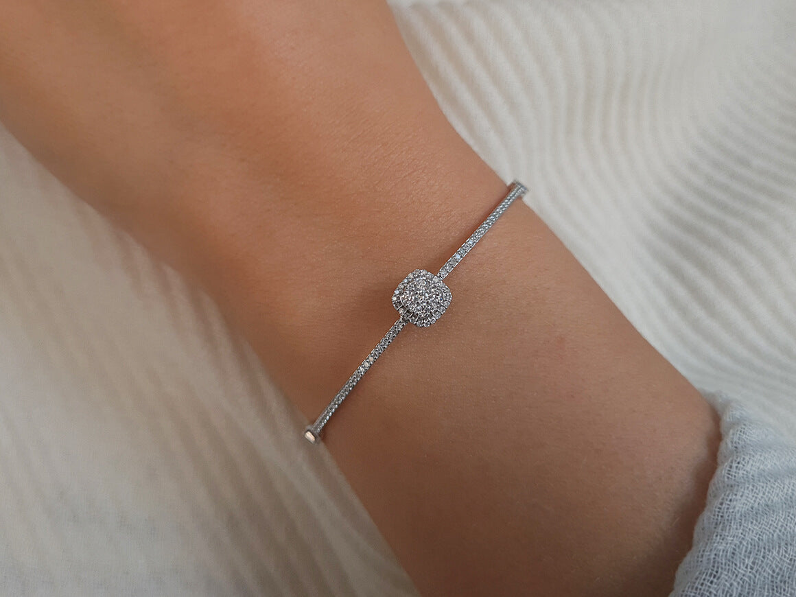14K Beyaz Altın içinde 79 laboratuvar üretimi pırlantalı Polaris Bileklik | 47B0003 - Rosy Lab Diamonds'tan yüksek kaliteli Mücevher