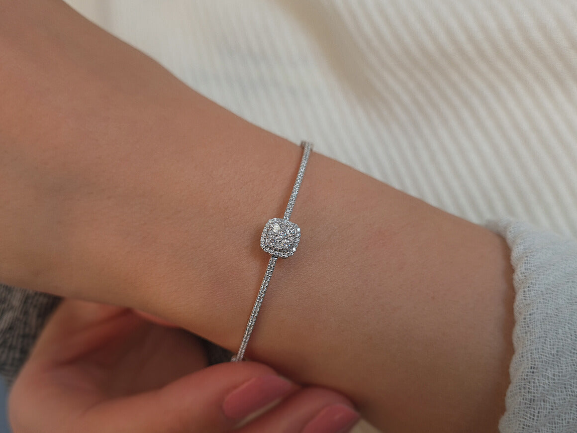14K Beyaz Altın içinde 79 laboratuvar üretimi pırlantalı Polaris Bileklik | 47B0003 - Rosy Lab Diamonds'tan yüksek kaliteli Mücevher