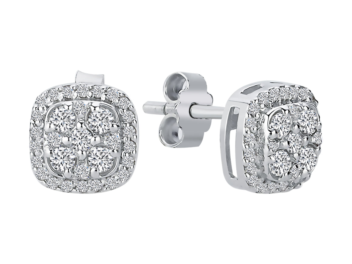 Boucles d'Oreilles Clous Polaris - 62 diamants en Or Blanc 585 | Luxe éclatant - Bijoux haut de gamme de Rosy Lab Diamonds