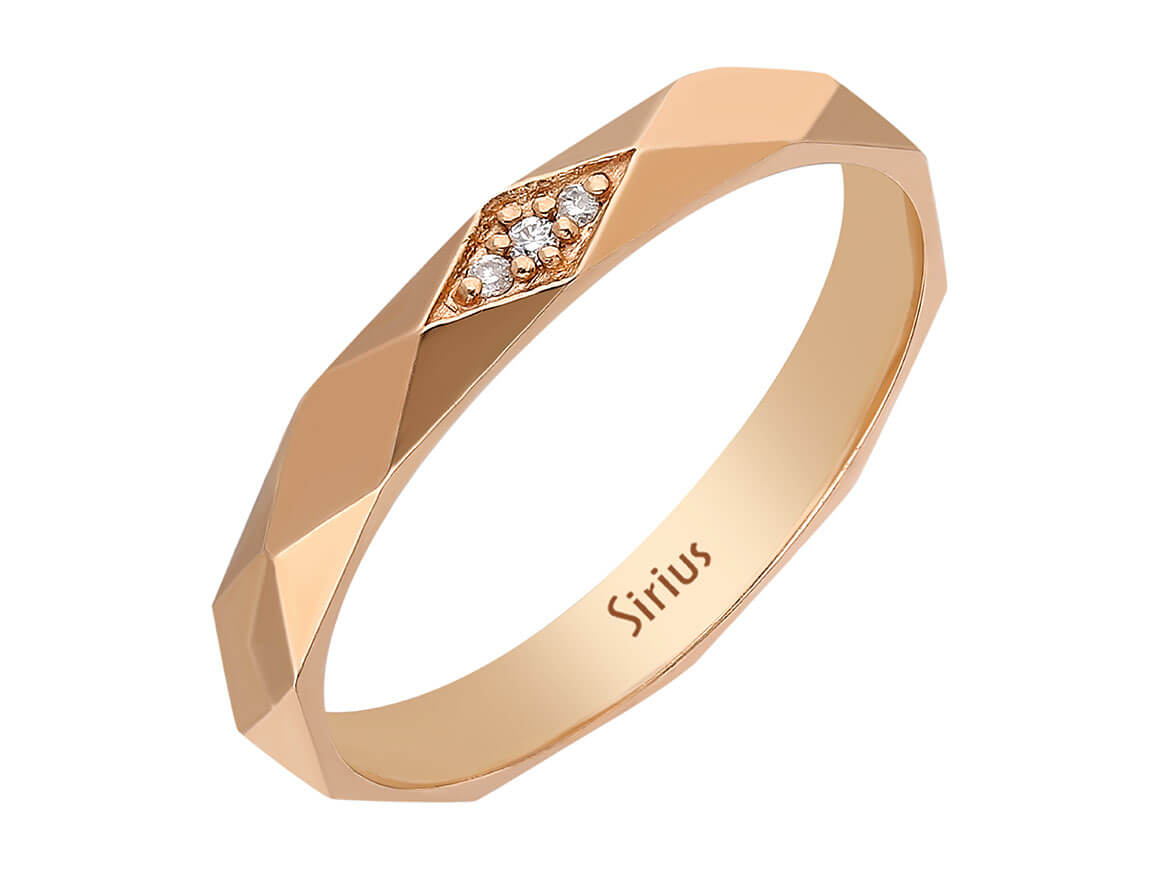 Fasetli Pırlanta Yüzük “Prisma”, 8 ayar Rose Altın - Rosy Lab Diamonds’tan kaliteli Mücevher
