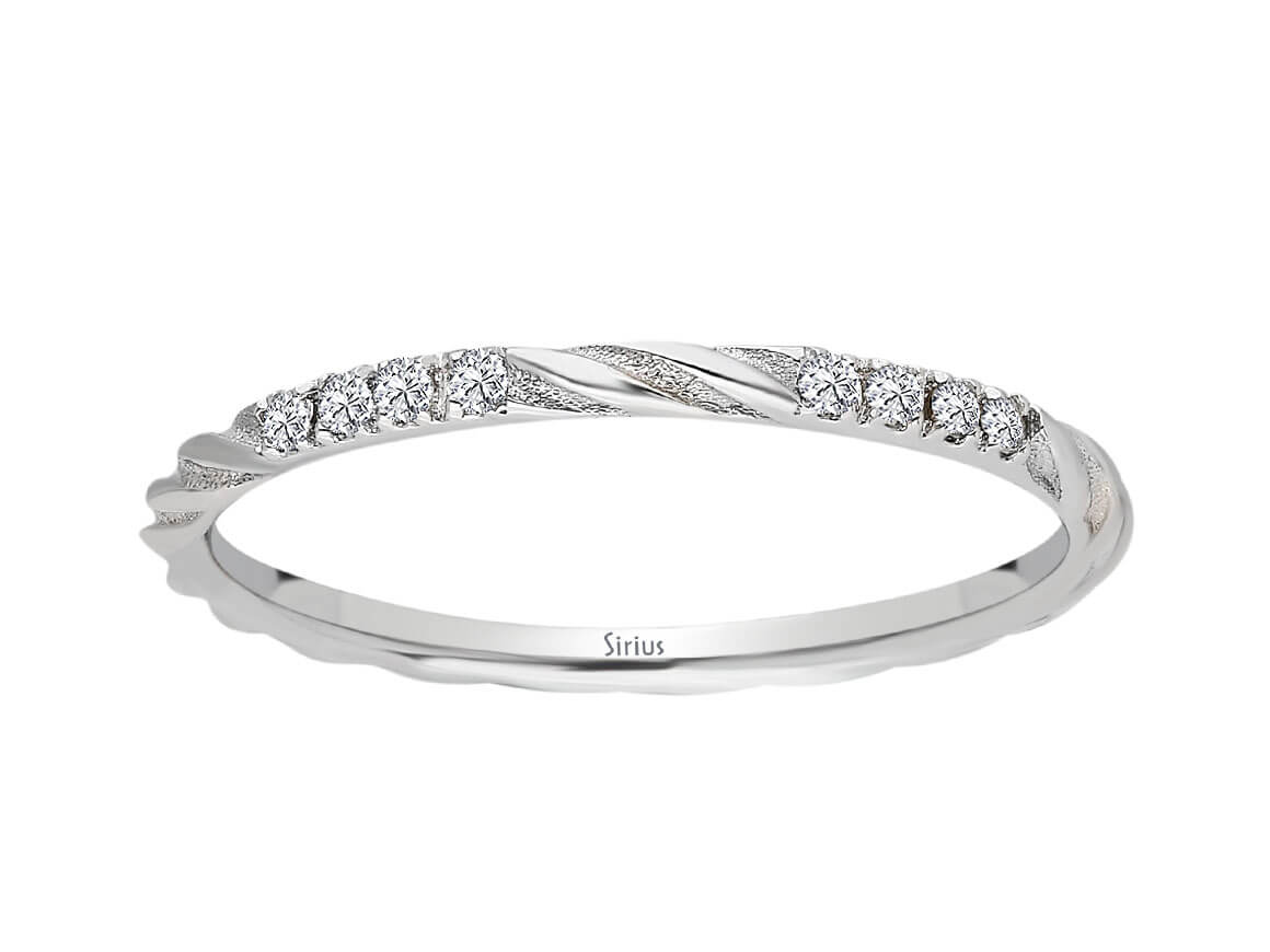 Elegant 14K White Gold Ring "Pulsar" with 8 Round Diamonds – 1.22 Carat