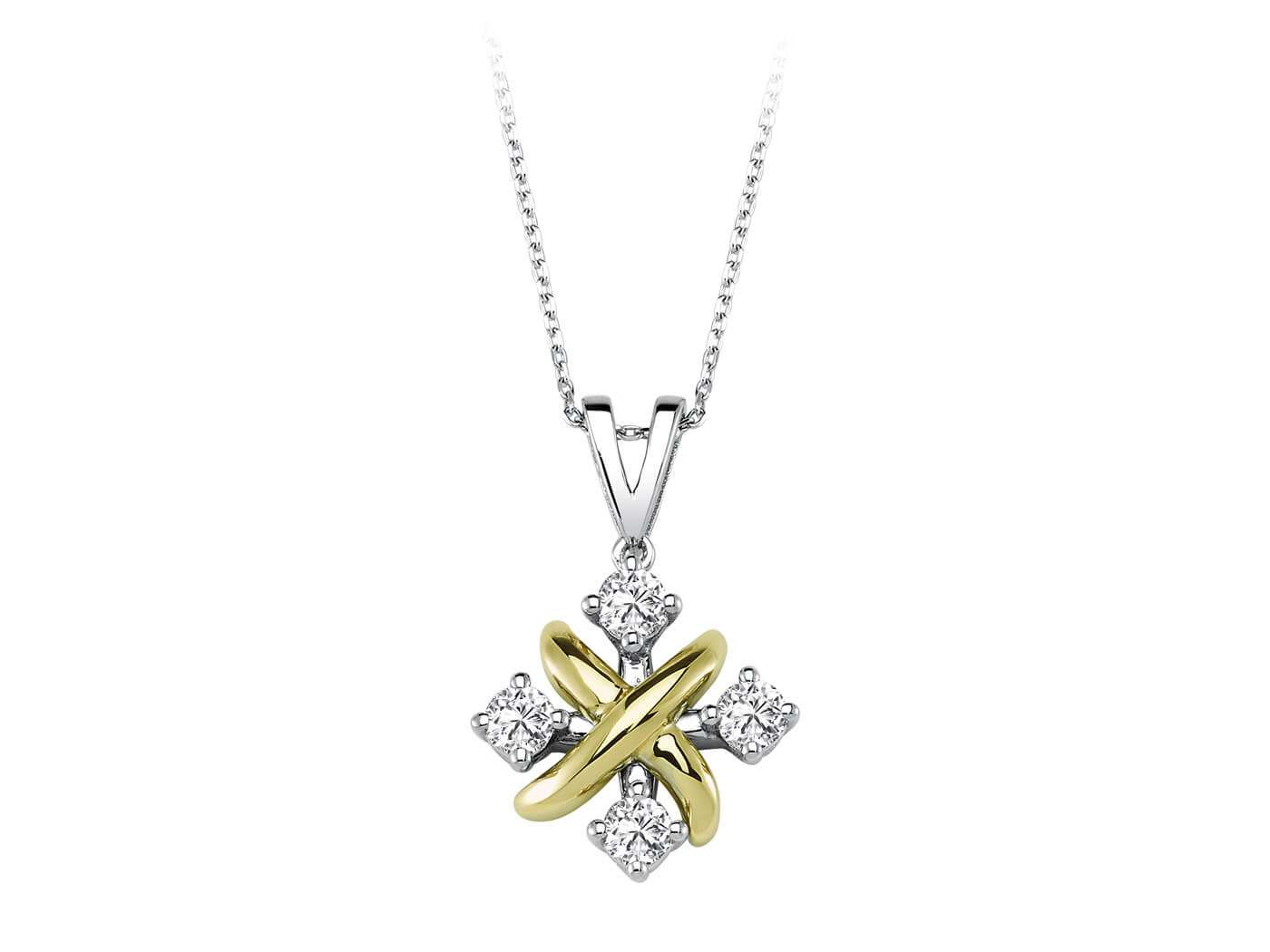 Quattro pendant with 4 diamonds - 14K two-tone gold - high-quality Jewelry from Rosy Lab Diamonds