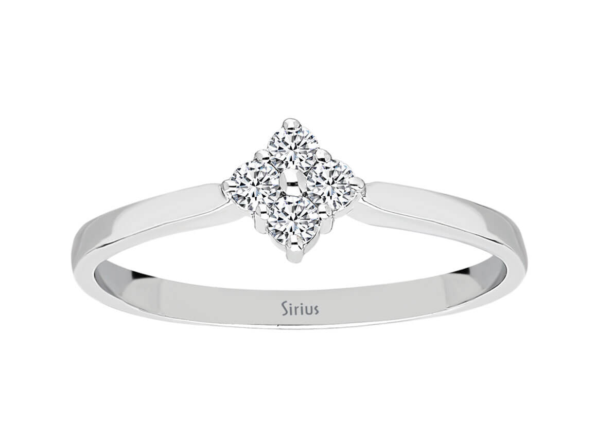 Simple Quattro diamond ring with 4 lab-grown diamonds (0.14 carats) in 8K White Gold – high-quality Jewelry from Rosy Lab Diamonds