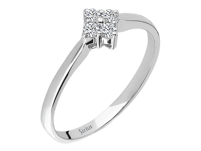 Schlichter Quattro-Diamantring mit 4 Rund geschliffenen laborgezüchteten Diamanten (0,14 Karat) in 8K Weißgold