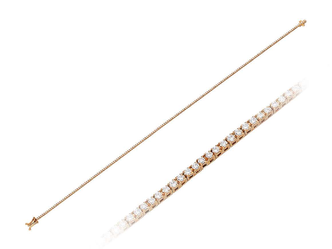 Fine tennis bracelet with 131 lab-grown diamonds in 14K rose gold