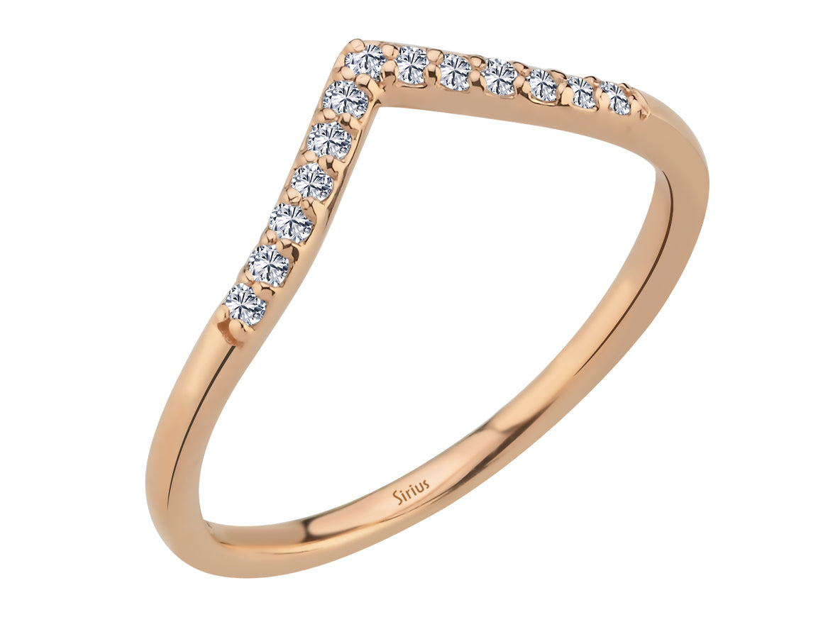 14K Rose Altın ve 0,12 ct pırlantalı Serapim V-Ring - Rosy Lab Diamonds'tan yüksek kaliteli Mücevher