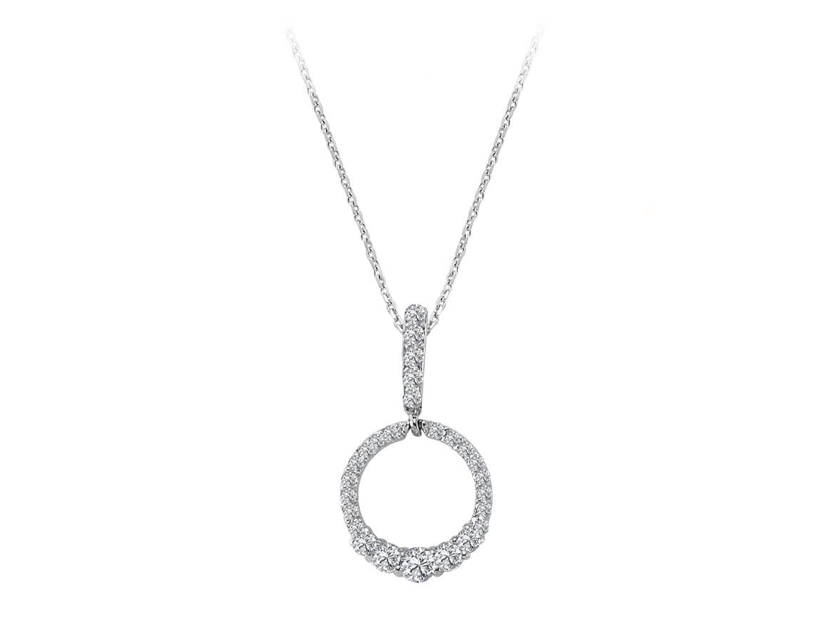 Kreis-Anhänger aus Weißgold mit 28 laborgezüchteten Diamanten | 14K - hochwertiger Schmuck von Rosy Lab Diamonds
