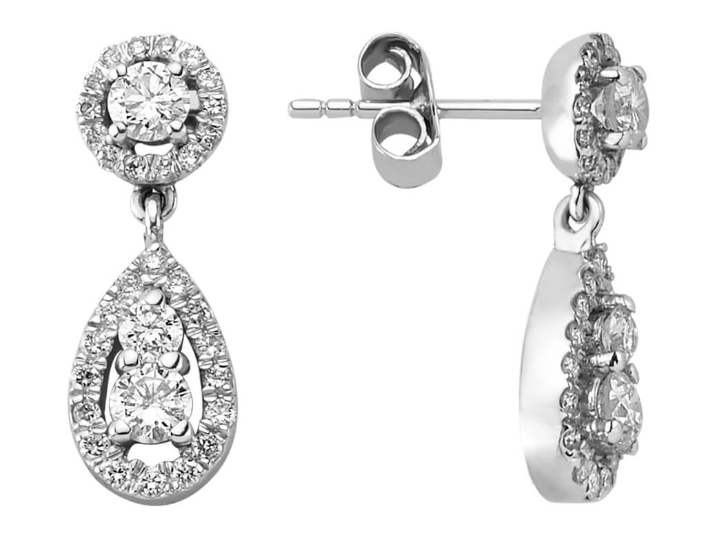 Cluster-Halo-Ohrhänger mit Labordiamanten | 585er Weißgold - hochwertiger Schmuck von Rosy Lab Diamonds