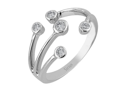Moderner Ring mit 1 rund geschliffenem laborgezüchtetem Diamanten und 4 weiteren Diamanten, 0,24 ct gesamt, in 14K Weißgold
