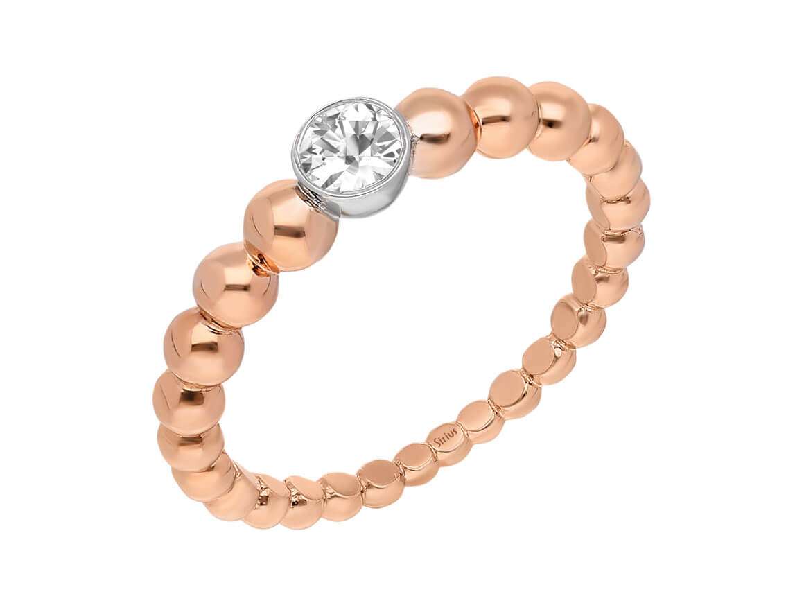 0,16 ct Laboratuvar Pırlantası içeren pembe altın inci yüzük - 14 ayar Kapalı Montür - Rosy Lab Diamonds’tan yüksek kaliteli Mücevher