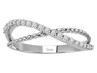Diamantring mit doppeltem Banddesign aus 8K Weißgold (0,31 ct)