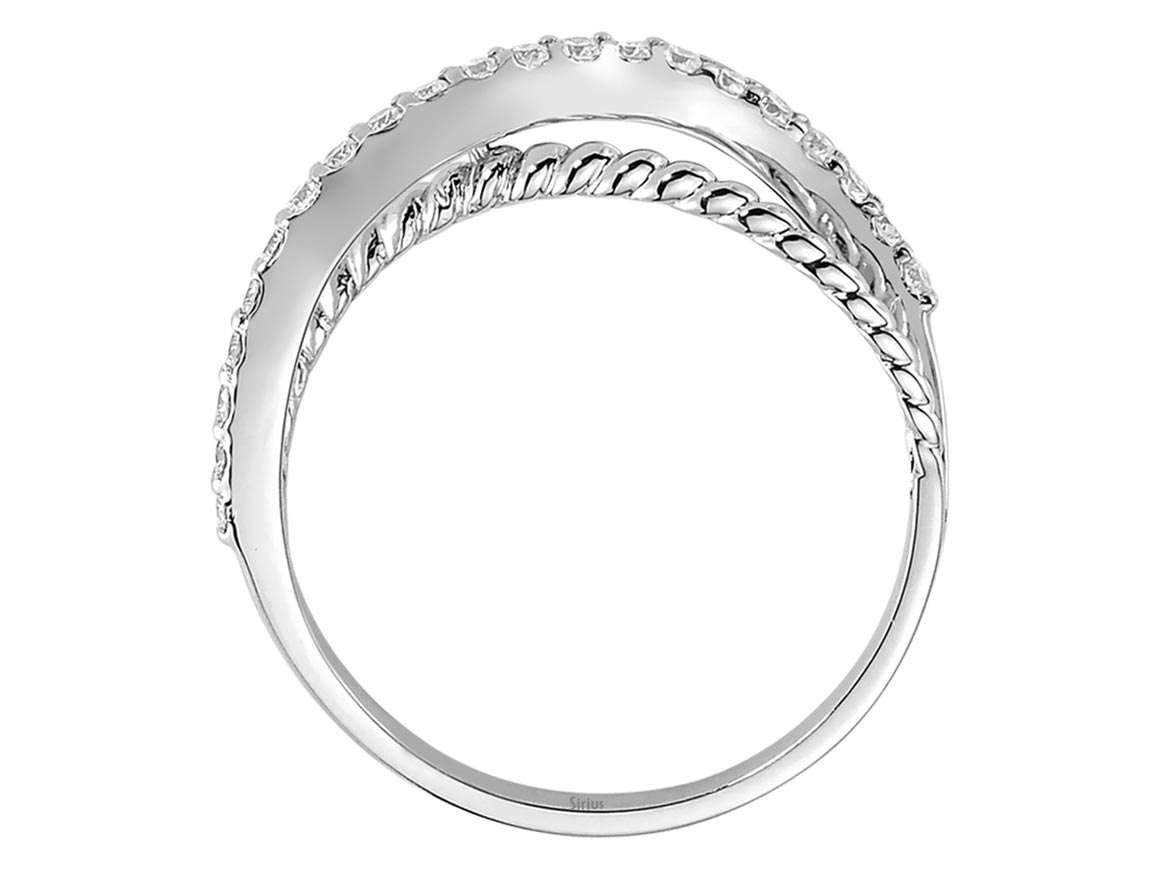Diamantring mit doppeltem Banddesign aus 8K Weißgold (0,31 ct)