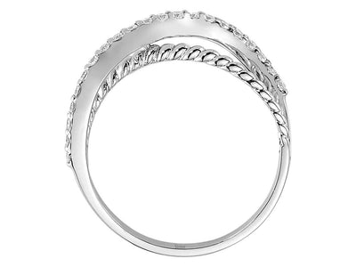 Diamantring mit doppeltem Banddesign aus 8K Weißgold (0,31 ct)