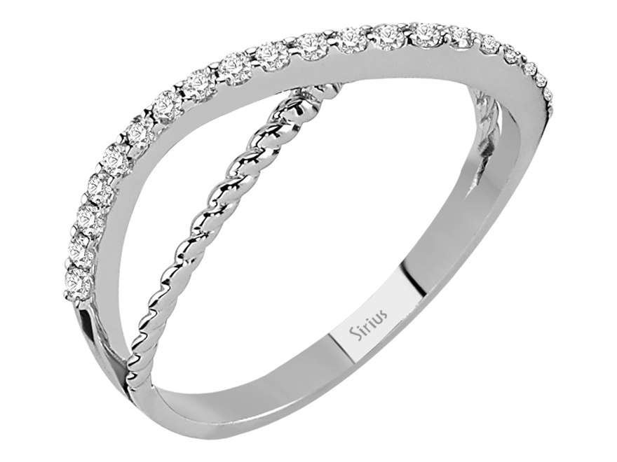 Diamond Ring with braided design - 8K White Gold (0.31 ct) - high-quality Jewelry from Rosy Lab Diamonds