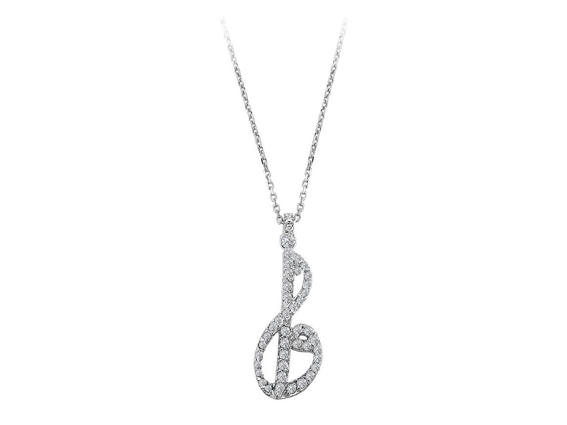 Weißgold Musiknoten-Anhänger mit 45 laborgezüchteten Diamanten | 14K - hochwertiger Schmuck von Rosy Lab Diamonds