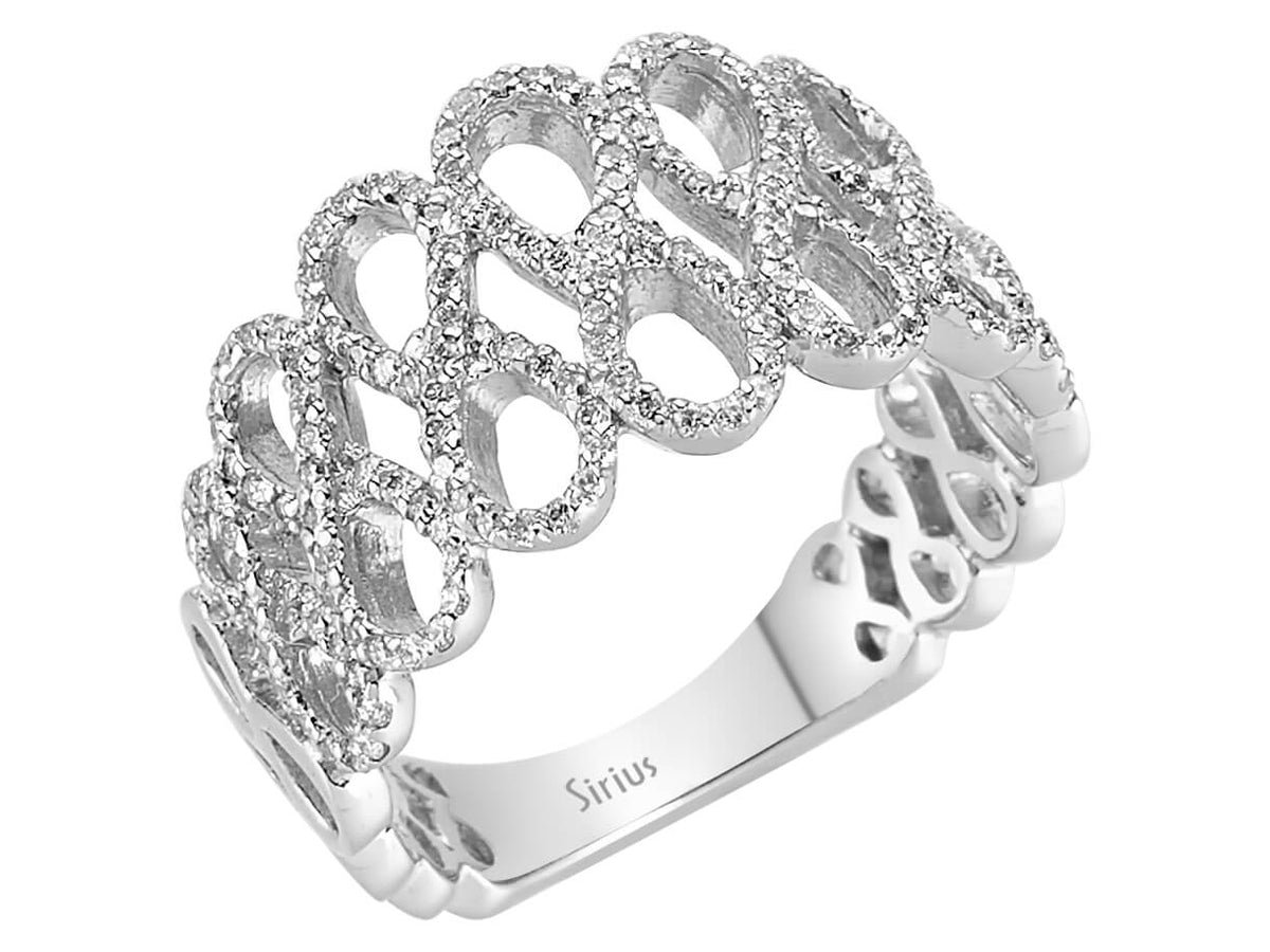 Bague Infinity avec 184 diamants en Or Blanc 14 carats - Bijoux haut de gamme de Rosy Lab Diamonds
