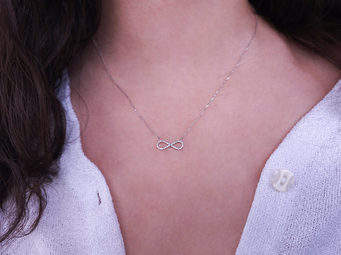 Infinity Diamond Necklace - 0.13 ct | 8K White Gold - 15P0054 - high-quality Jewelry by Rosy Lab Diamonds