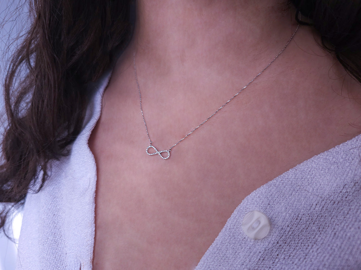 Infinity Diamond Necklace - 0.13 ct | 8K White Gold - 15P0054 - high-quality Jewelry by Rosy Lab Diamonds