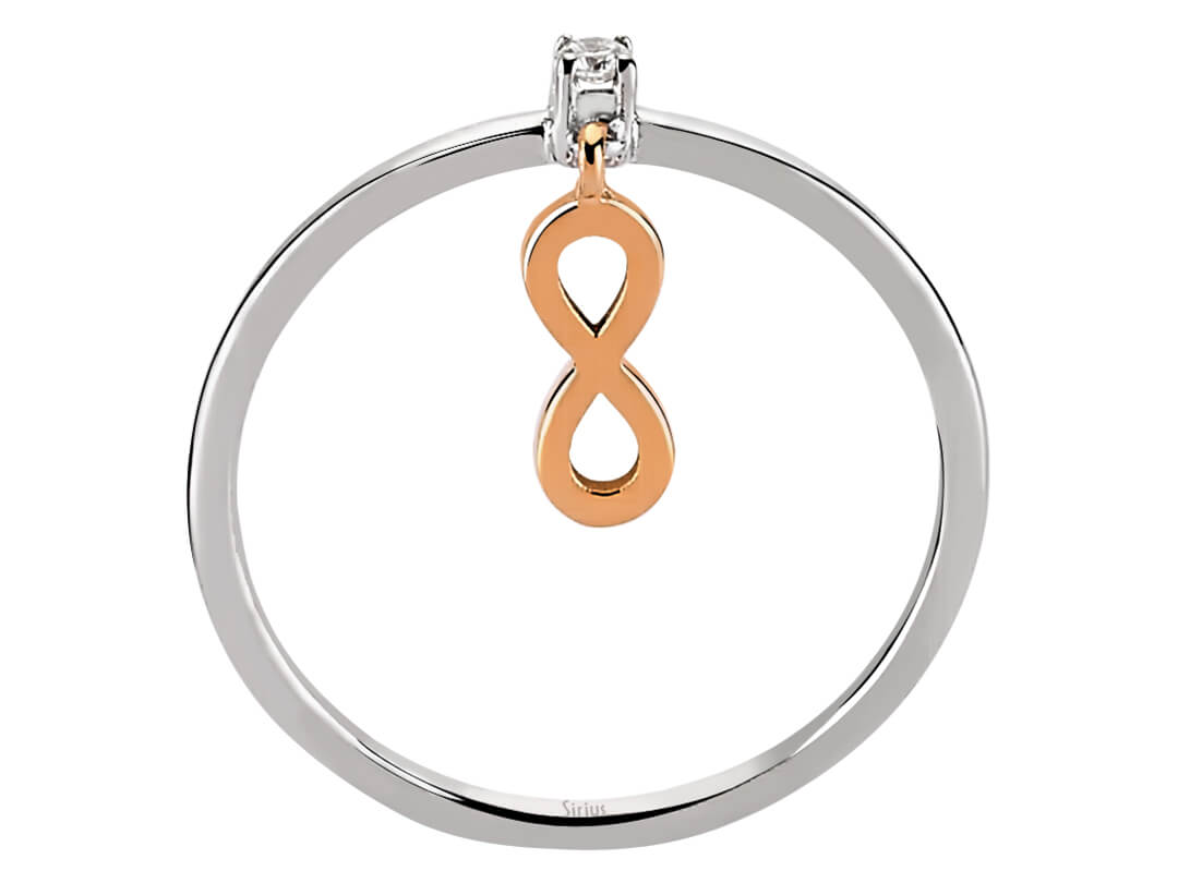 Feiner Labordiamant Unendlichkeit-Ring aus 8K Roségold mit 1 rund geschliffenem Diamanten