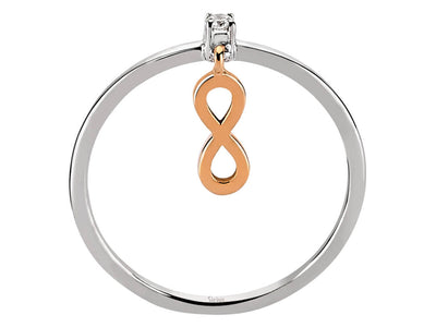 Feiner Labordiamant Unendlichkeit-Ring aus 8K Roségold mit 1 rund geschliffenem Diamanten