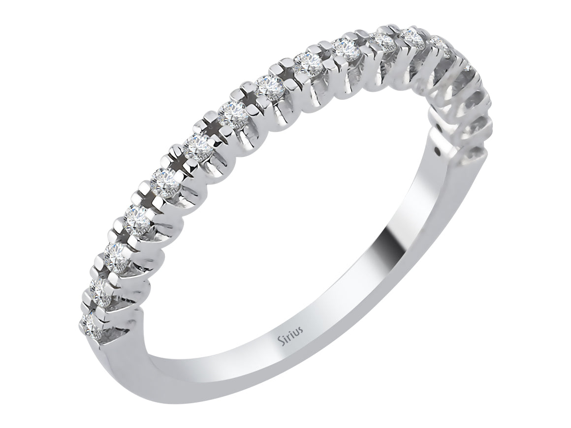 Stella Primus demi-bague tambour avec diamants de laboratoire en or blanc