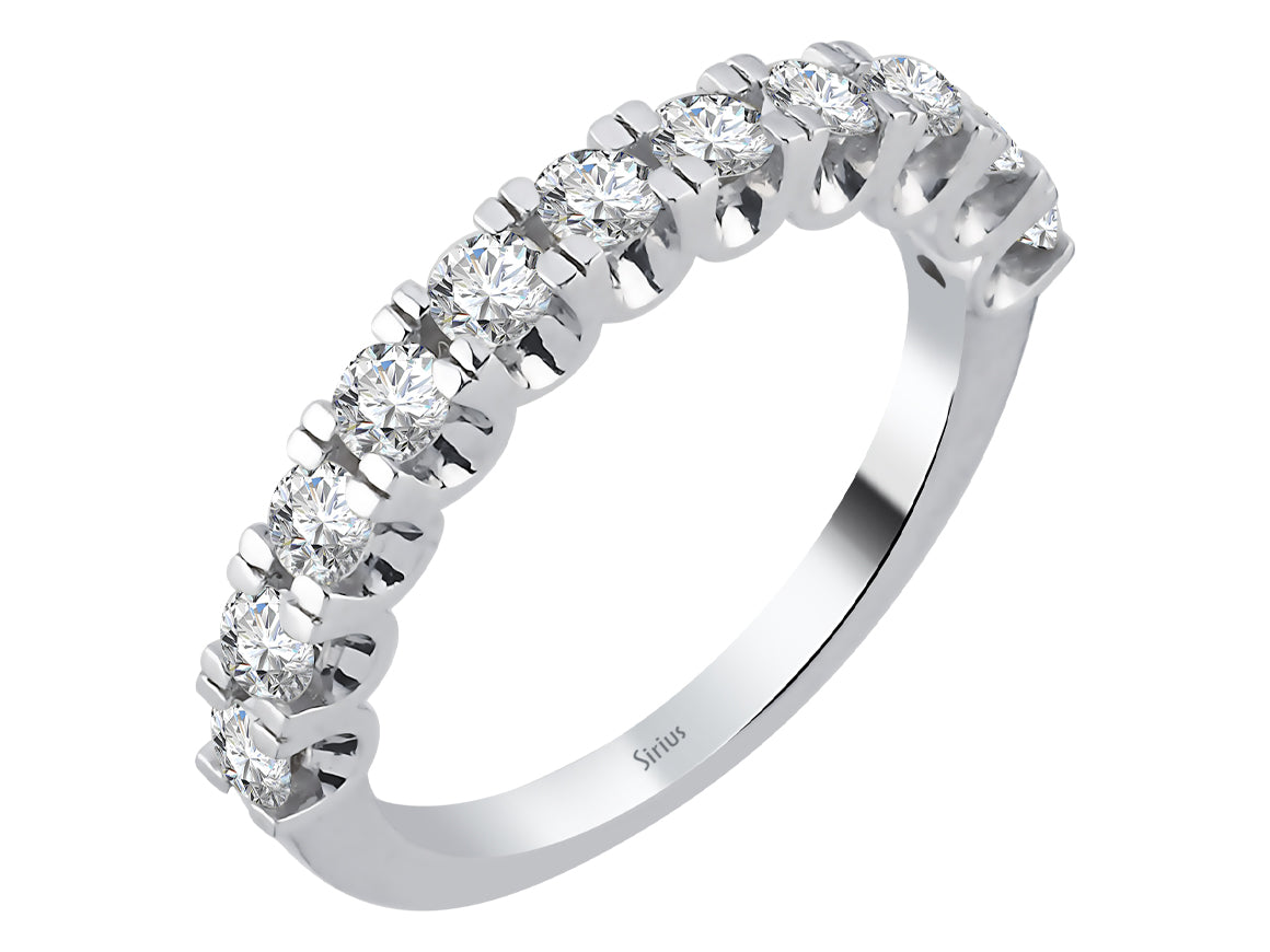 Stella Quartus demi-bague tambour avec diamants de laboratoire en or blanc