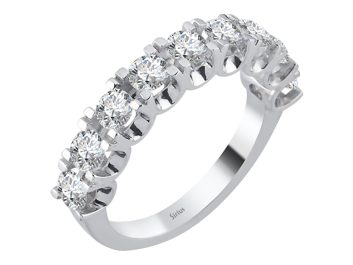 Stella Quintus demi-anneau tambour avec diamants de laboratoire en or blanc