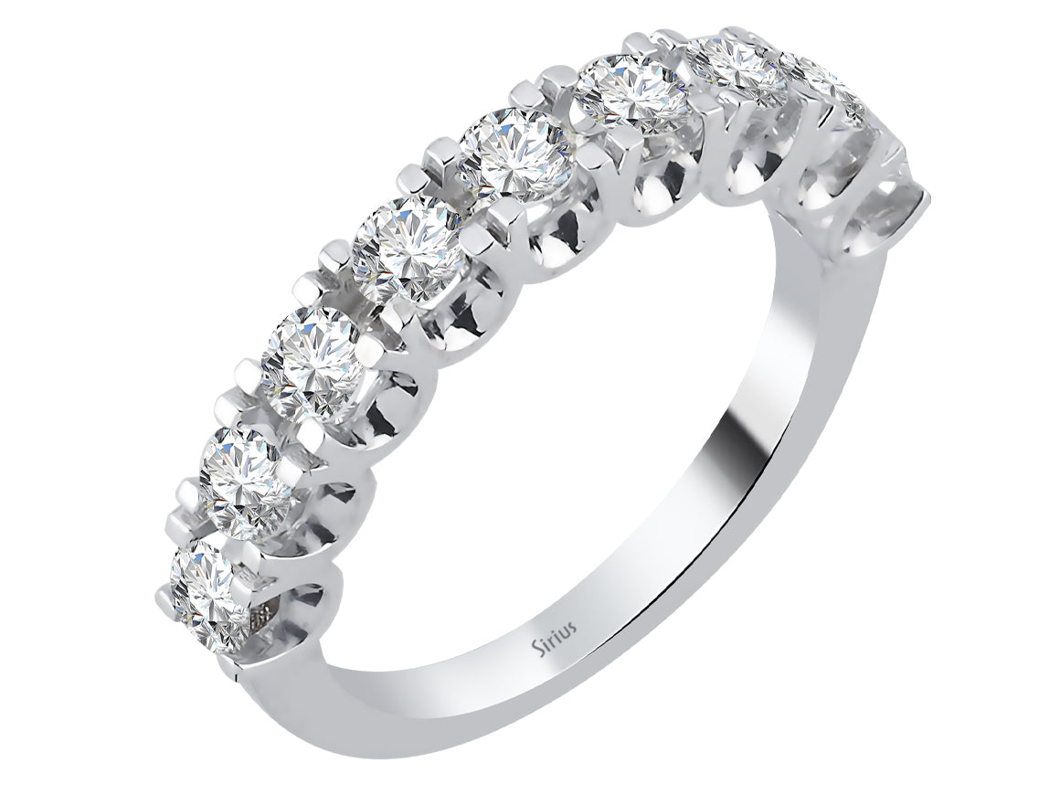 Bague Stella Septimus Halb-Tamtur – 9 diamants de laboratoire en Or Blanc 14 K | Une brillance impressionnante – des Bijoux haut de gamme de Rosy Lab Diamonds