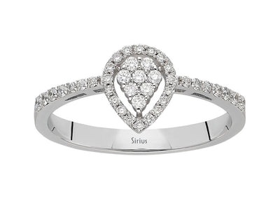 Weißgold Ring mit 40 Rundschliff Diamanten im Tropfen Design