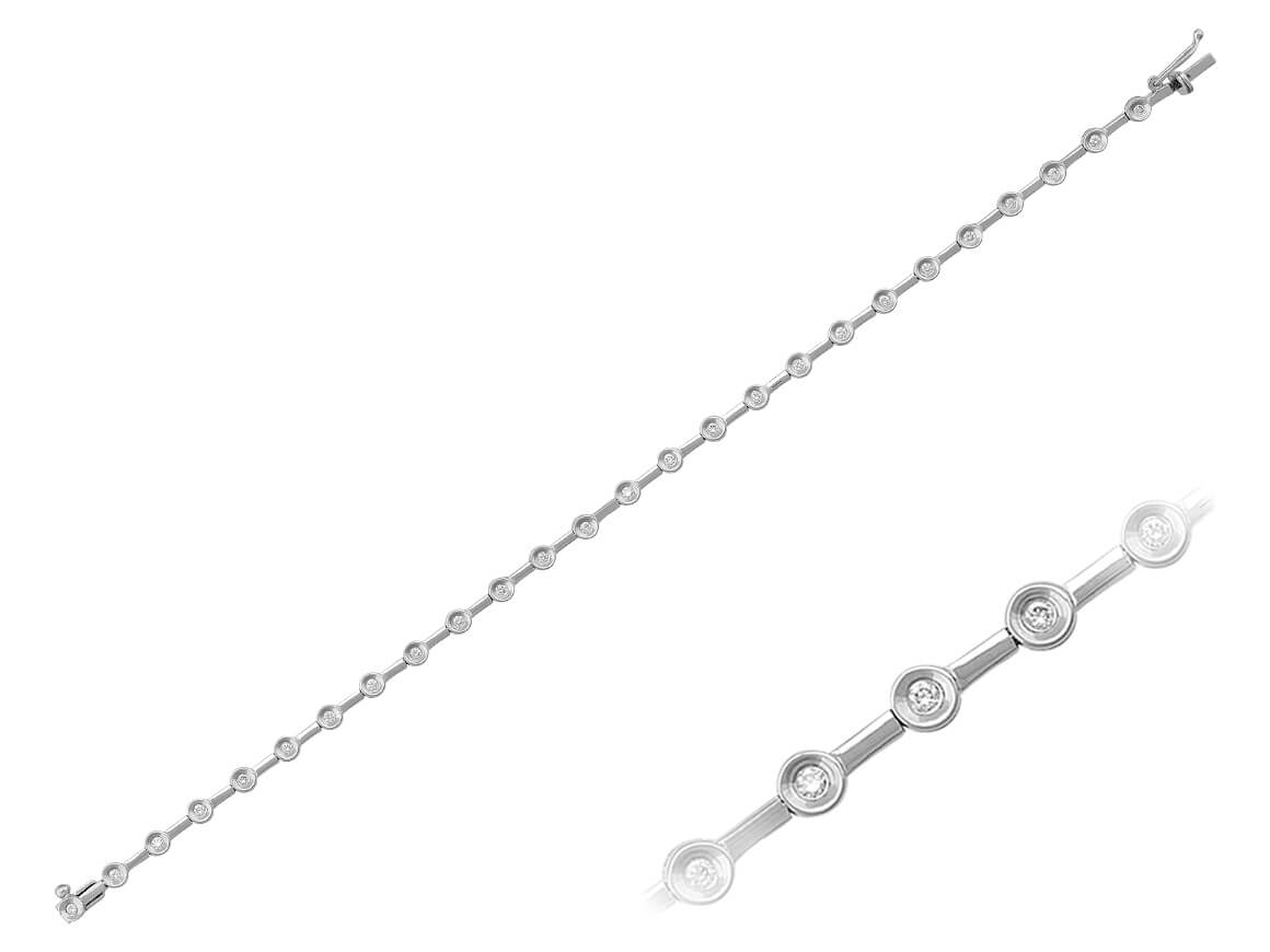 Minimalist diamond bracelet in bezel style made of 14K white gold – 0.40 carat