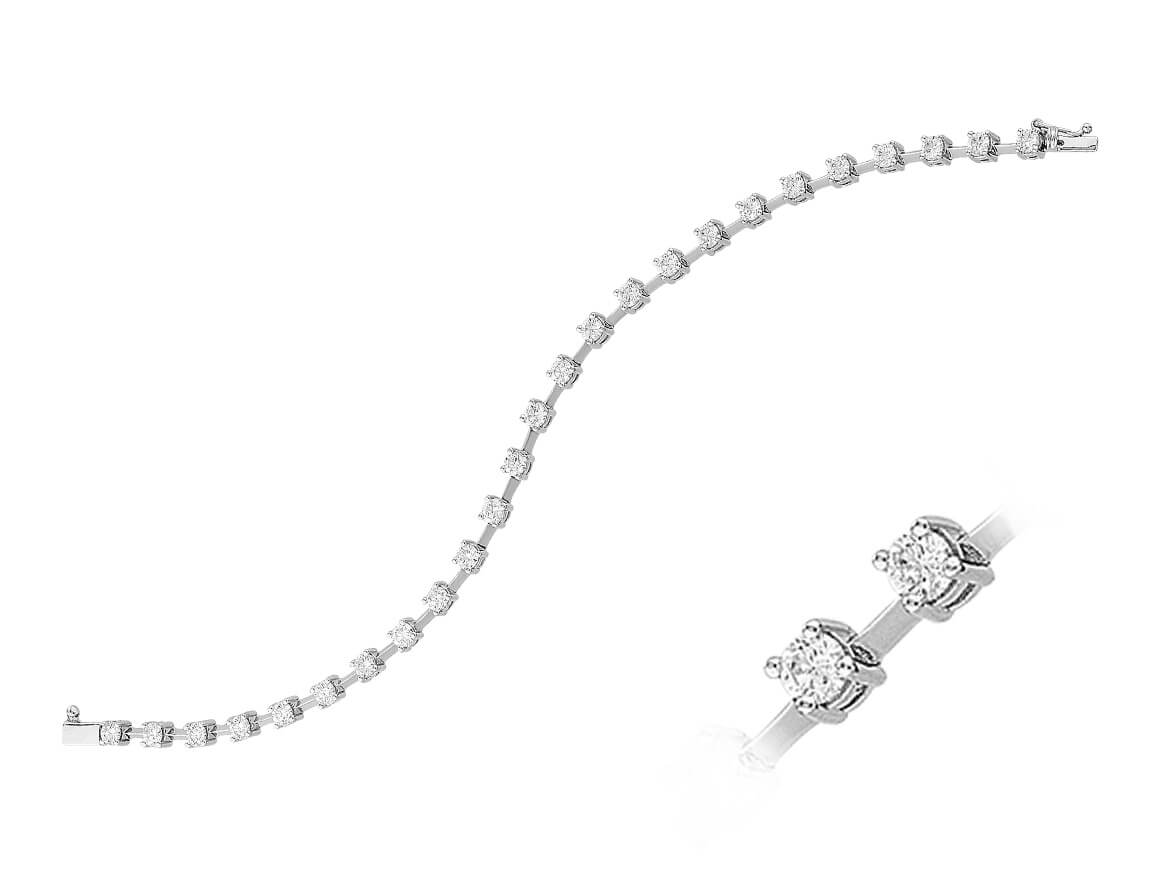 Classic diamond bracelet in solitaire style made of 14K white gold – 2.93 carats