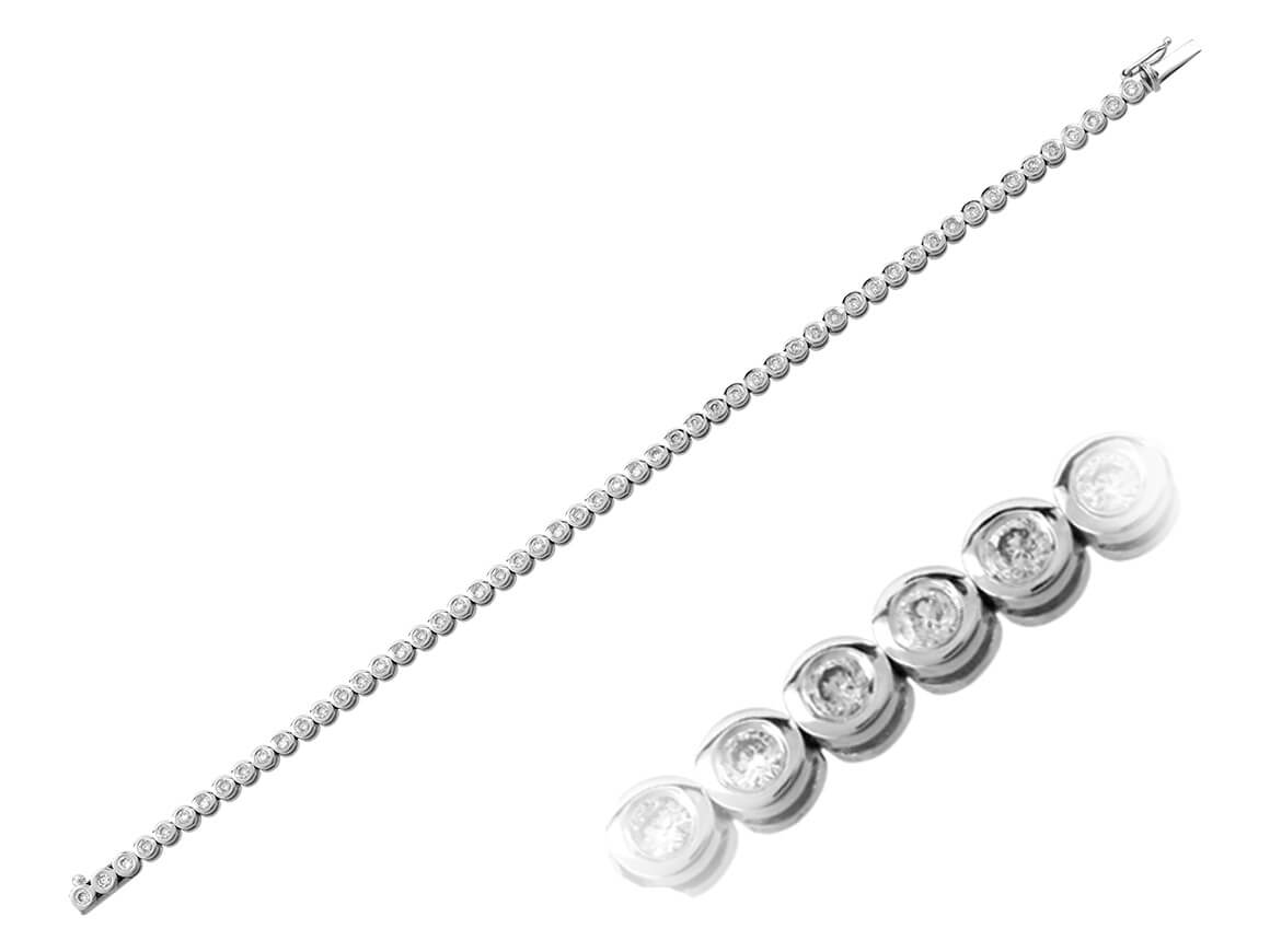 Classic diamond bracelet with bezel setting in 14K white gold – 1.72 carats