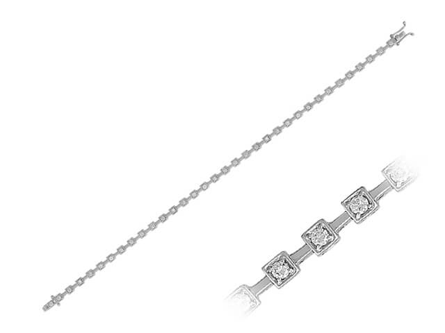 Diamond bracelet with 34 stones made of 14K white gold – Modern box design