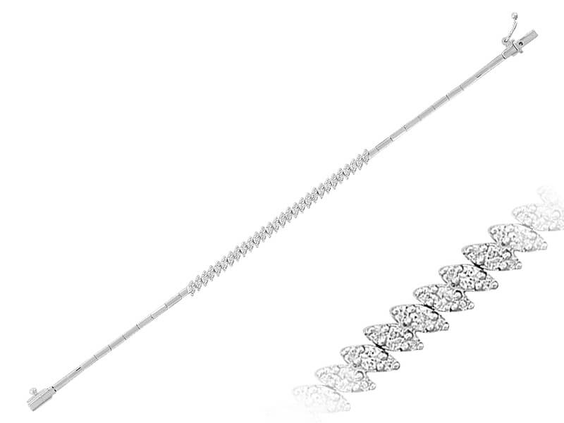 Rivière bracelet with 84 diamonds in zigzag design made of 14K white gold