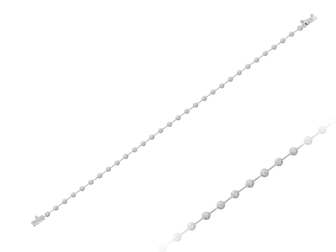 Elegant rivière bracelet with 30 round diamonds made of 14K white gold