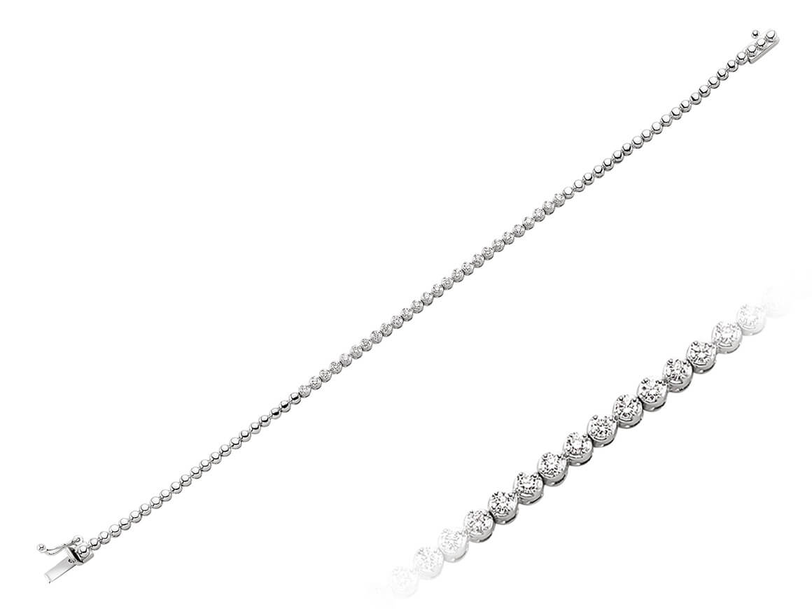 Fine tennis bracelet with 26 lab-grown diamonds – 14K white gold
