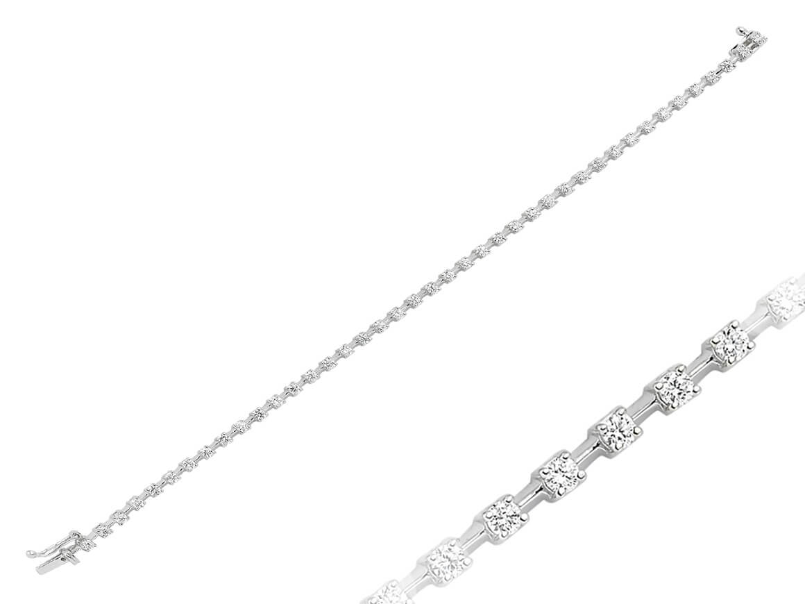 Bracelet Tennis avec 41 diamants de laboratoire – Or Blanc 14 carats | Style classique – Bijoux haut de gamme de Rosy Lab Diamonds